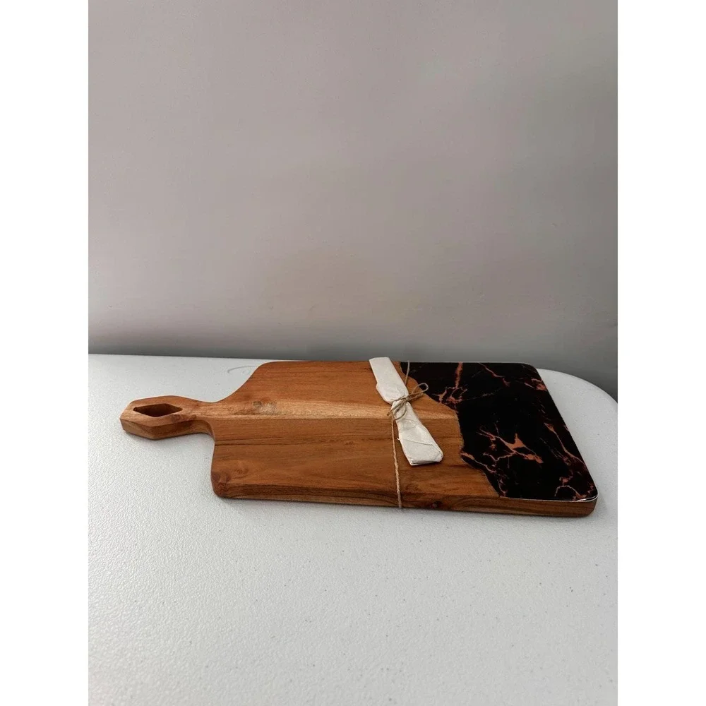 Thirstystone Acacia Wood Serving‎ Board Marble Inlay Detail Spreader Charcuterie